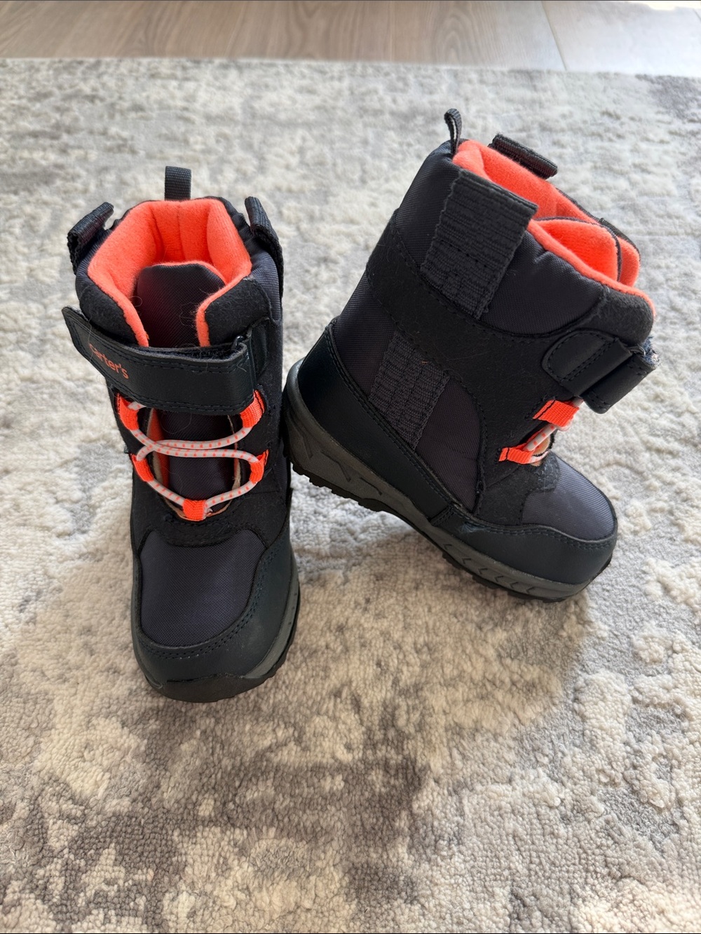 Carter's Black Winter Boots with Bright Orange Accents